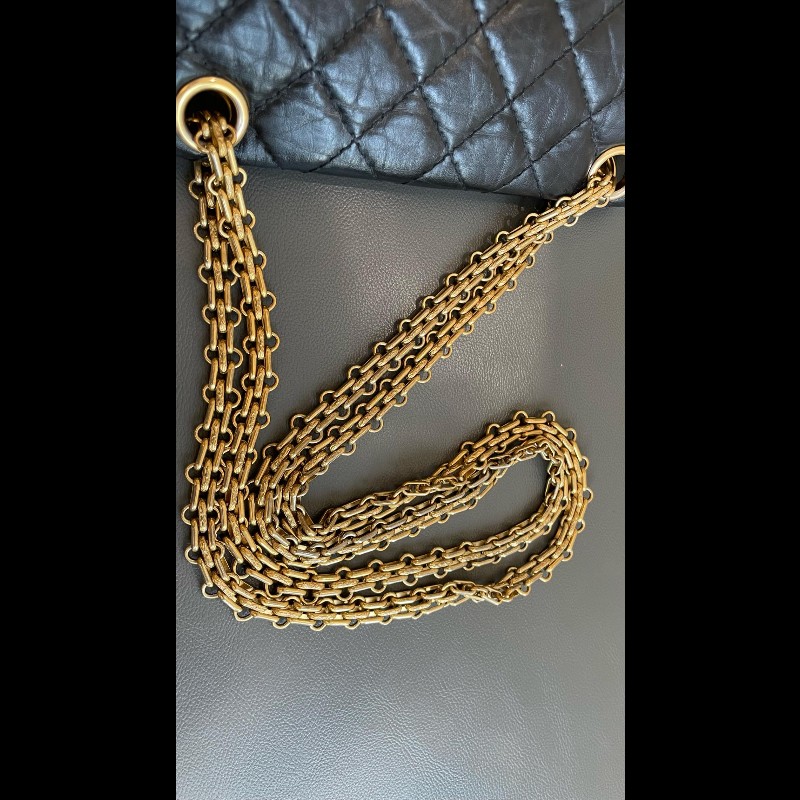 Chanel 2.55 大mini 鏈條包 黑金 肩背包-25