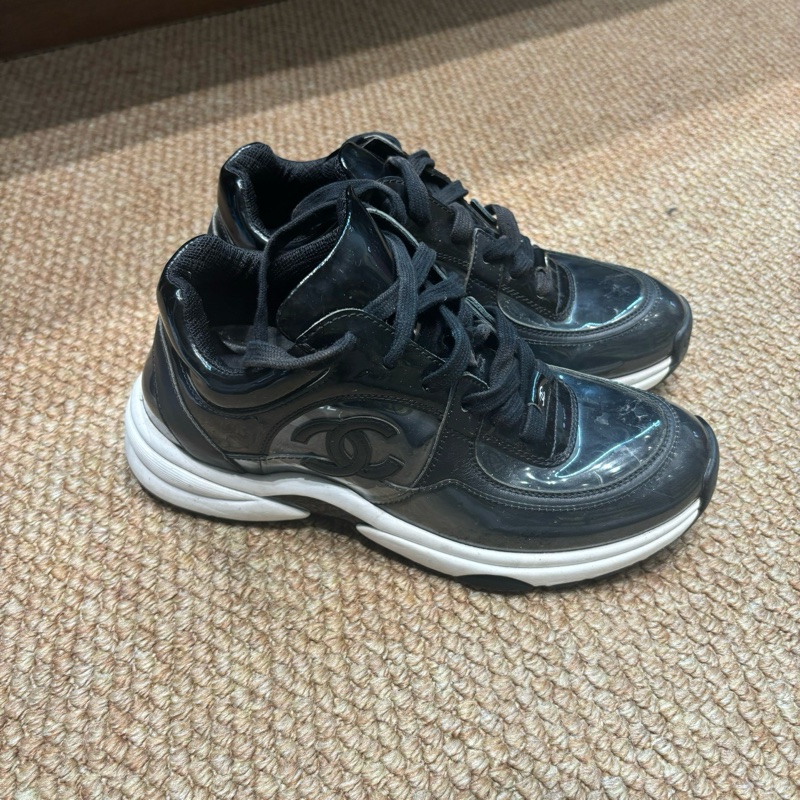 98新 Chanel/香奈兒 黑色PVC透明運動鞋 尺碼：36碼-2