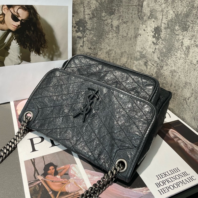 YSL Niki中號 黑色銀鏈 無D扣 肩背斜背鏈條包-2