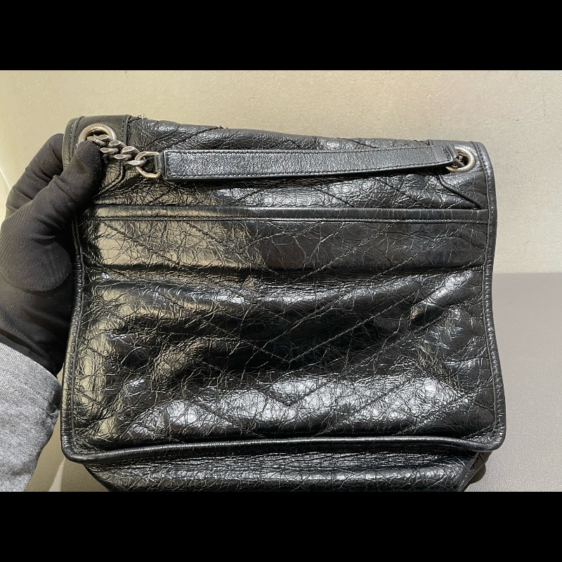 YSL Niki中號 黑色銀鏈 無D扣 肩背斜背鏈條包-7
