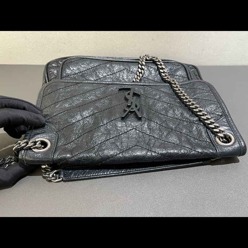 YSL Niki中號 黑色銀鏈 無D扣 肩背斜背鏈條包-9