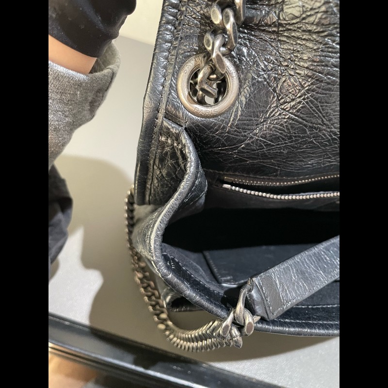 YSL Niki中號 黑色銀鏈 無D扣 肩背斜背鏈條包-16