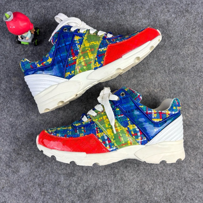 CHANEL/香奈兒 拼色編織粗編運動鞋 37碼 95新-4