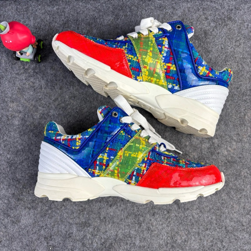 CHANEL/香奈兒 拼色編織粗編運動鞋 37碼 95新-5