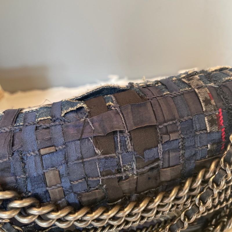 CHANL 25cm 藏藍色粗花呢多層鏈條leboy-7