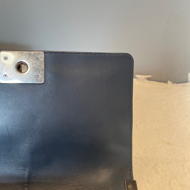 CHANL 25cm 藏藍色粗花呢多層鏈條leboy-26