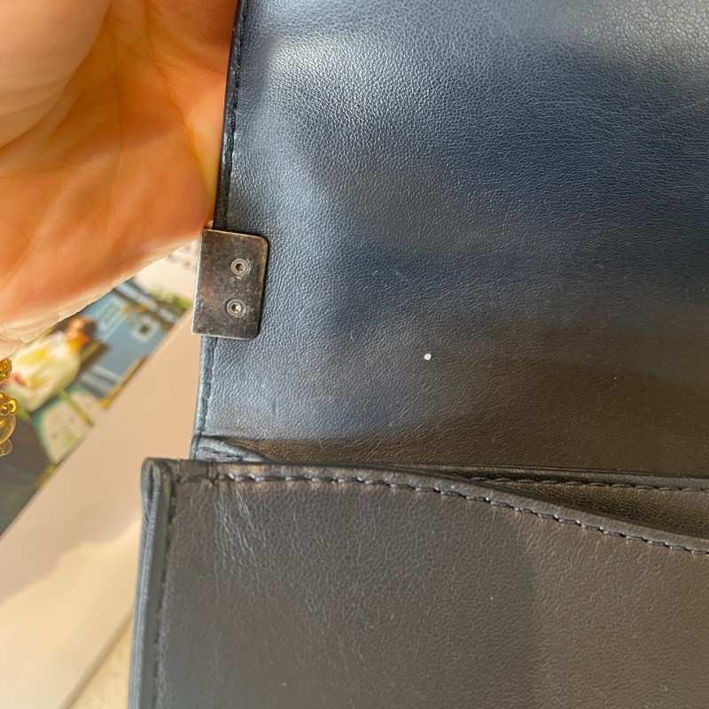 CHANL 25cm 藏藍色粗花呢多層鏈條leboy-27