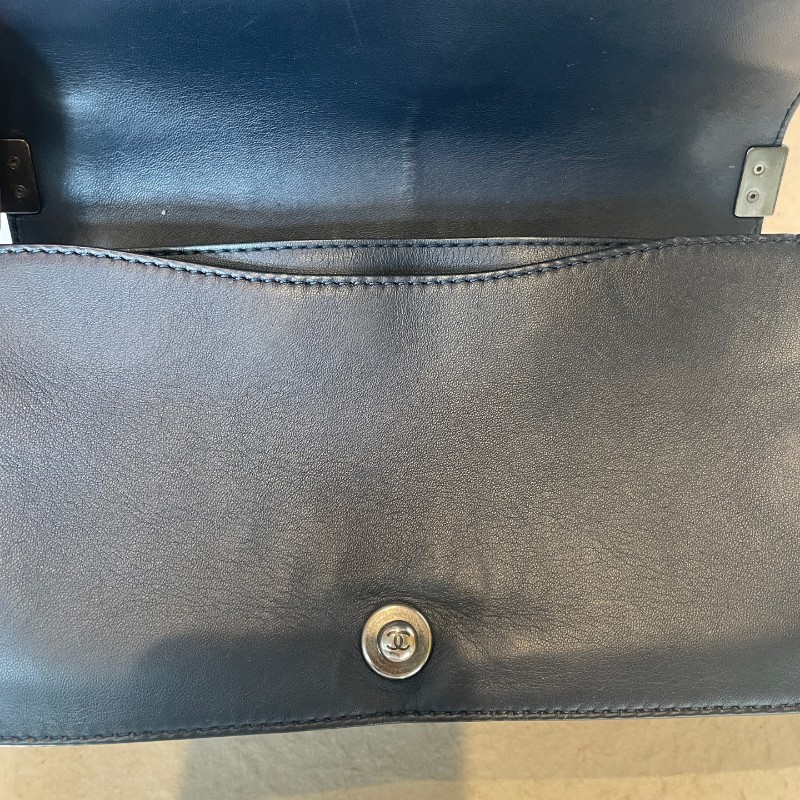 CHANL 25cm 藏藍色粗花呢多層鏈條leboy-29