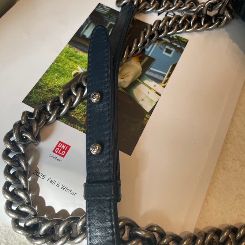 CHANL 25cm 藏藍色粗花呢多層鏈條leboy-31