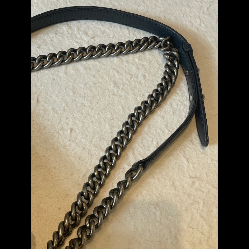 CHANL 25cm 藏藍色粗花呢多層鏈條leboy-32