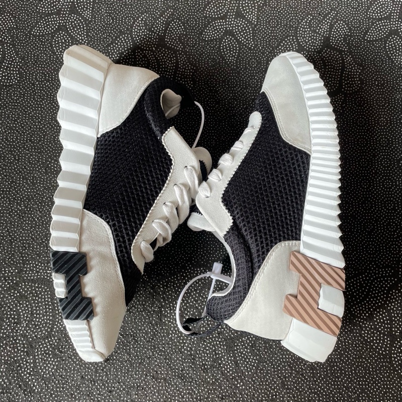 愛馬仕黑灰編制運動鞋36碼 成色新磨損小。-7