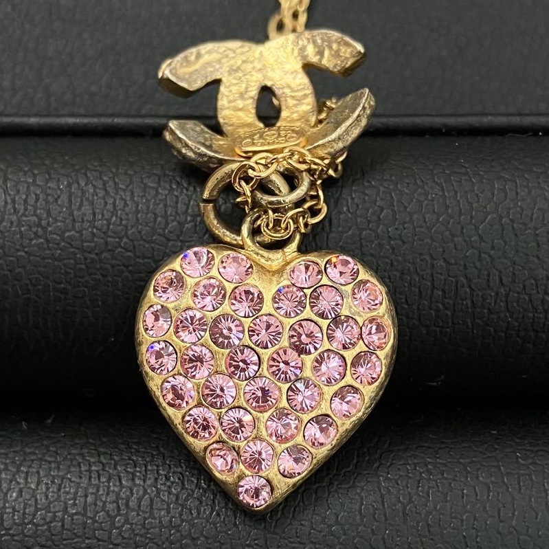 🌷Chanel 粉色愛心水鑽項鍊｜經典花紋✦fufu style 精品✦ 氣質款｜項鍊-2