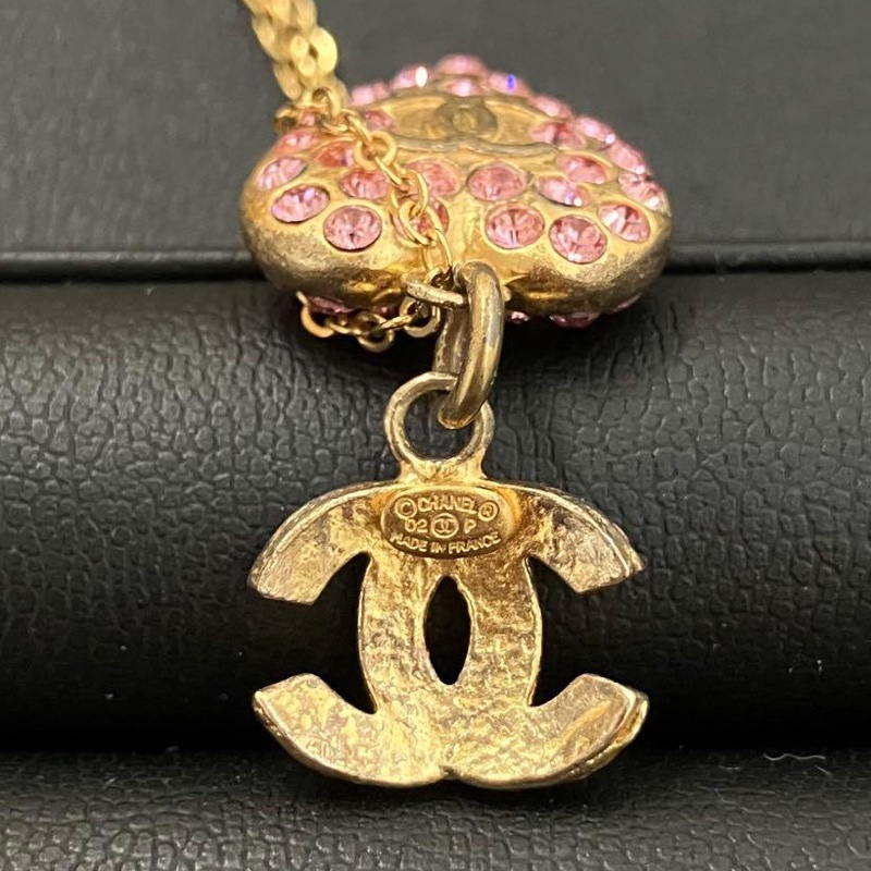 🌷Chanel 粉色愛心水鑽項鍊｜經典花紋✦fufu style 精品✦ 氣質款｜項鍊-4