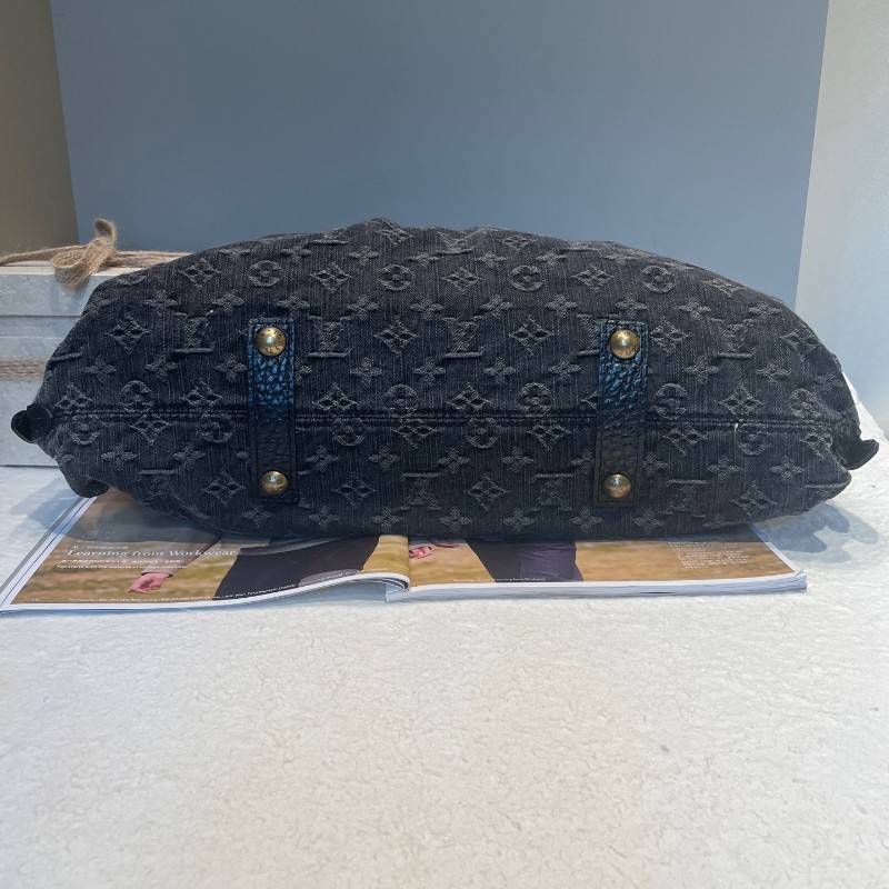 LV/路易威登 黑丹寧手提包肩背包-5