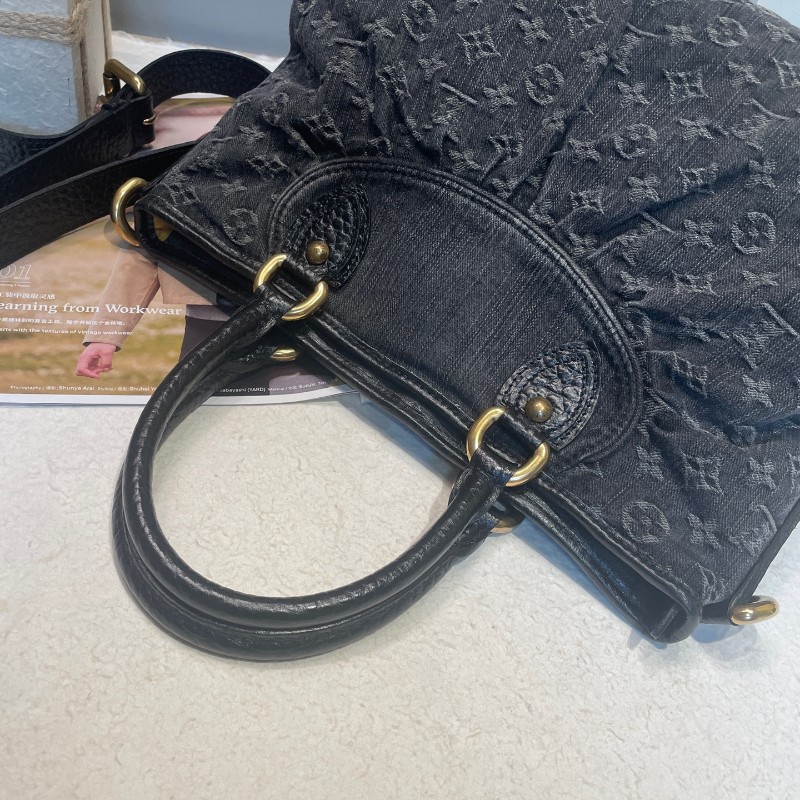 LV/路易威登 黑丹寧手提包肩背包-6