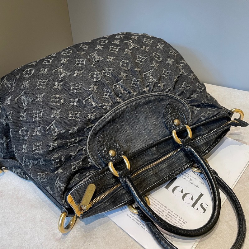 LV/路易威登 黑丹寧手提包肩背包-8