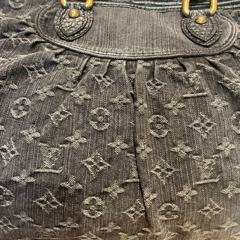 LV/路易威登 黑丹寧手提包肩背包-10