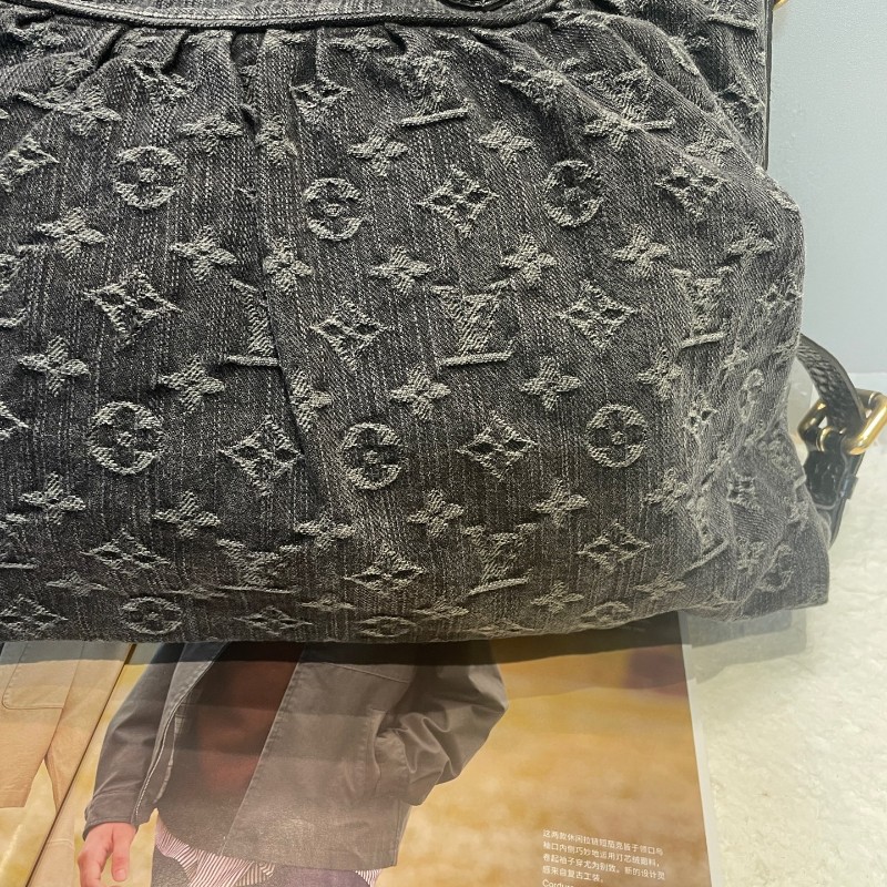 LV/路易威登 黑丹寧手提包肩背包-12