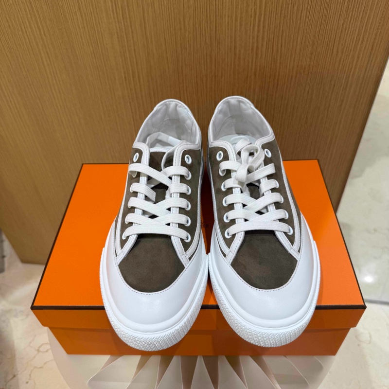 Hermes愛馬仕 灰色帆布拼皮休閒鞋38.5碼 99新-2