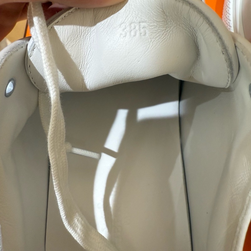 Hermes愛馬仕 灰色帆布拼皮休閒鞋38.5碼 99新-5