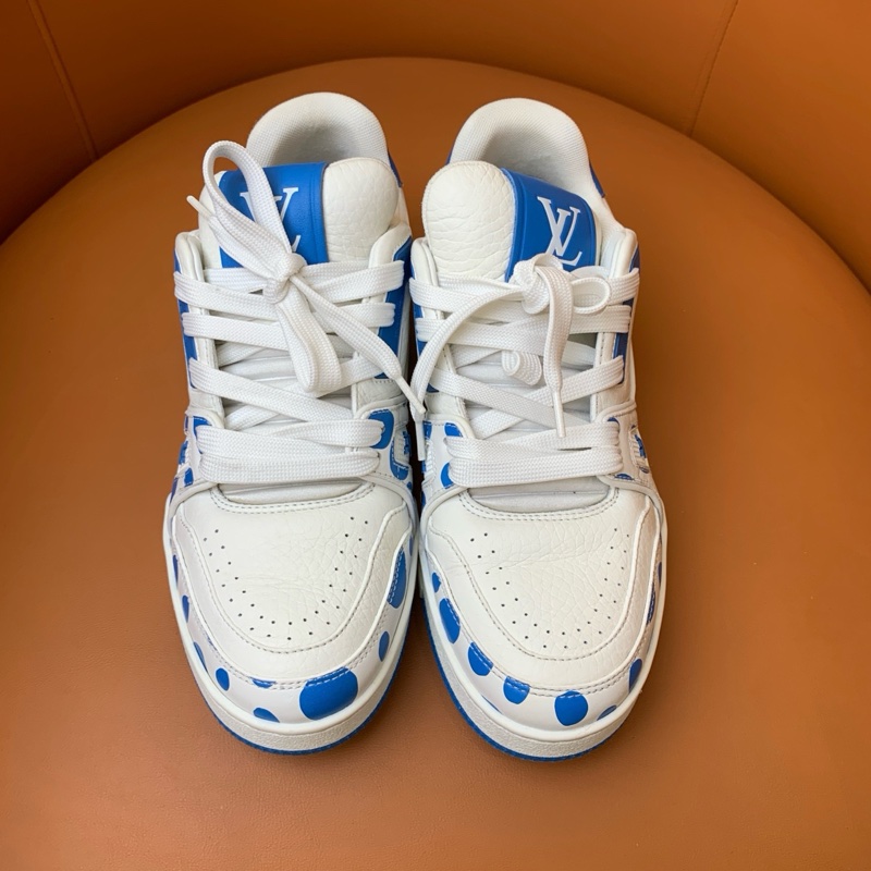 lv 草間彌生/Yayoi Kusama x LOUIS VUITTON Trainer 低幫鞋 白藍色 37 碼。-0