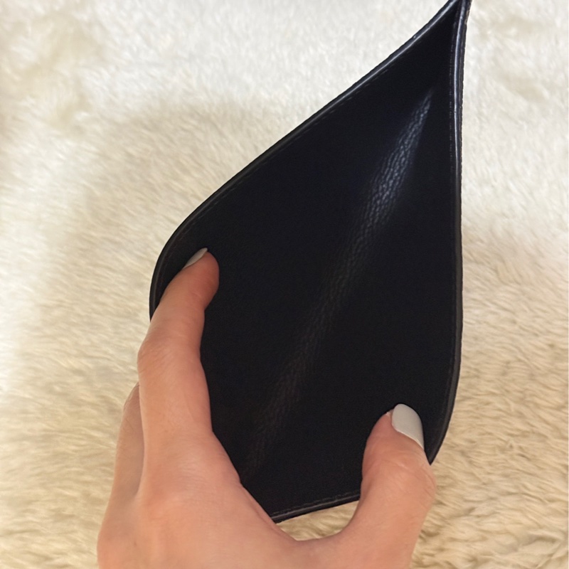 LV 全黑牛皮  黑色皮夾 錢包 多卡夾層 黑色長夾  鈔票可直接放入-7