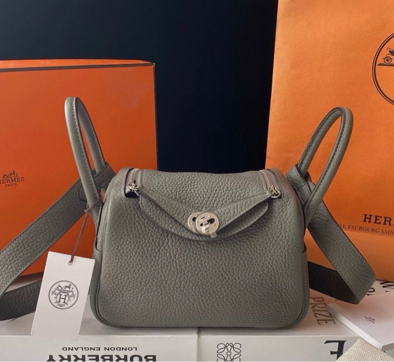 HERMES/愛馬仕 mini Lindy 積雨雲灰 U刻-0