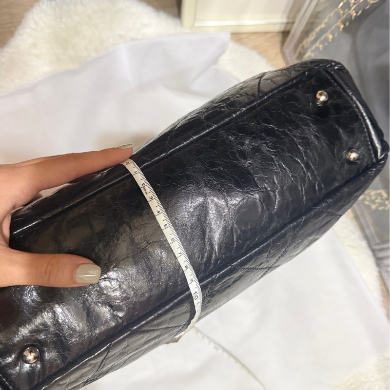 實用款CHANEL 香奈兒 蠟光牛皮 黑色 肩背 手提 托特包-7