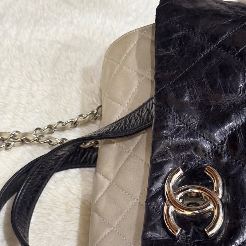 實用款CHANEL 香奈兒 蠟光牛皮 黑色 肩背 手提 托特包-15