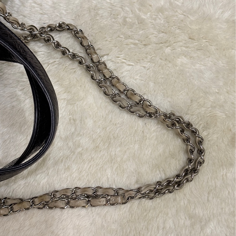 實用款CHANEL 香奈兒 蠟光牛皮 黑色 肩背 手提 托特包-19