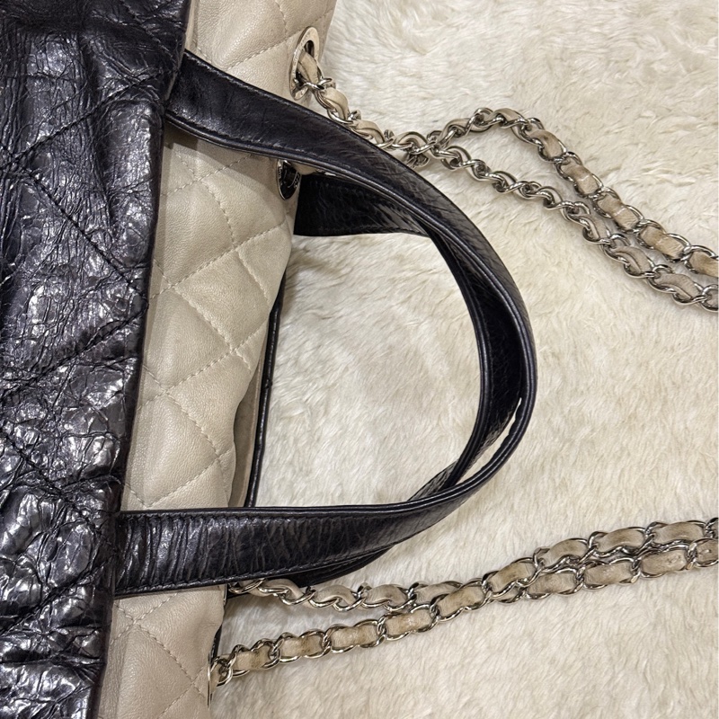 實用款CHANEL 香奈兒 蠟光牛皮 黑色 肩背 手提 托特包-20