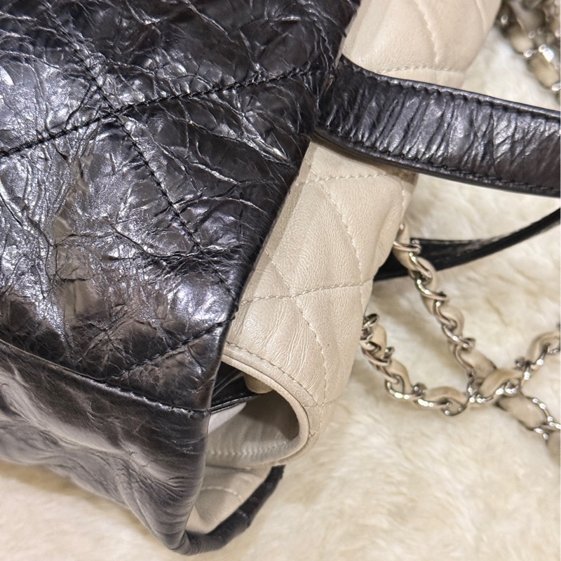 實用款CHANEL 香奈兒 蠟光牛皮 黑色 肩背 手提 托特包-24