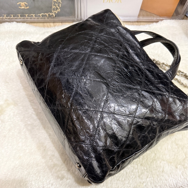 實用款CHANEL 香奈兒 蠟光牛皮 黑色 肩背 手提 托特包-25