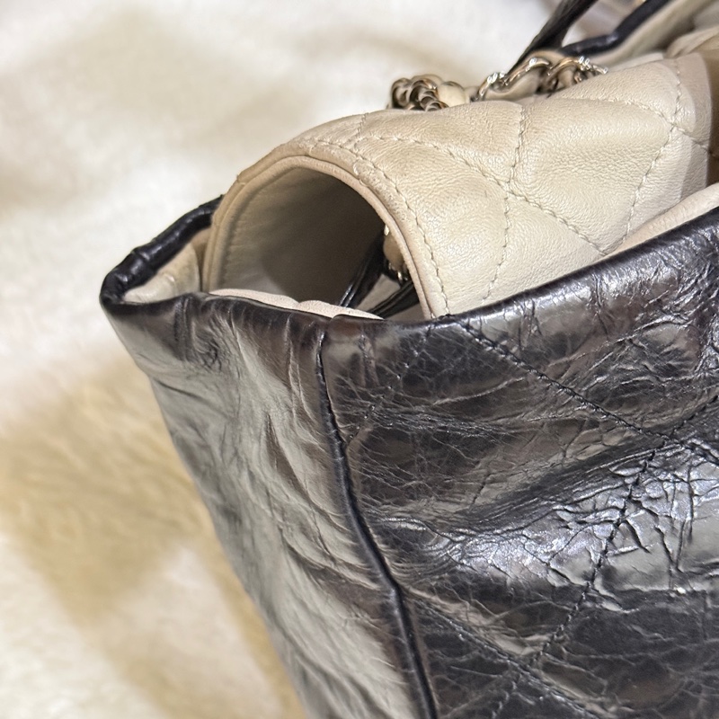 實用款CHANEL 香奈兒 蠟光牛皮 黑色 肩背 手提 托特包-37