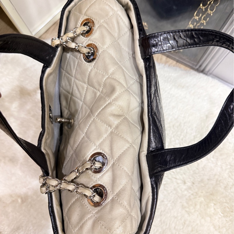 實用款CHANEL 香奈兒 蠟光牛皮 黑色 肩背 手提 托特包-39