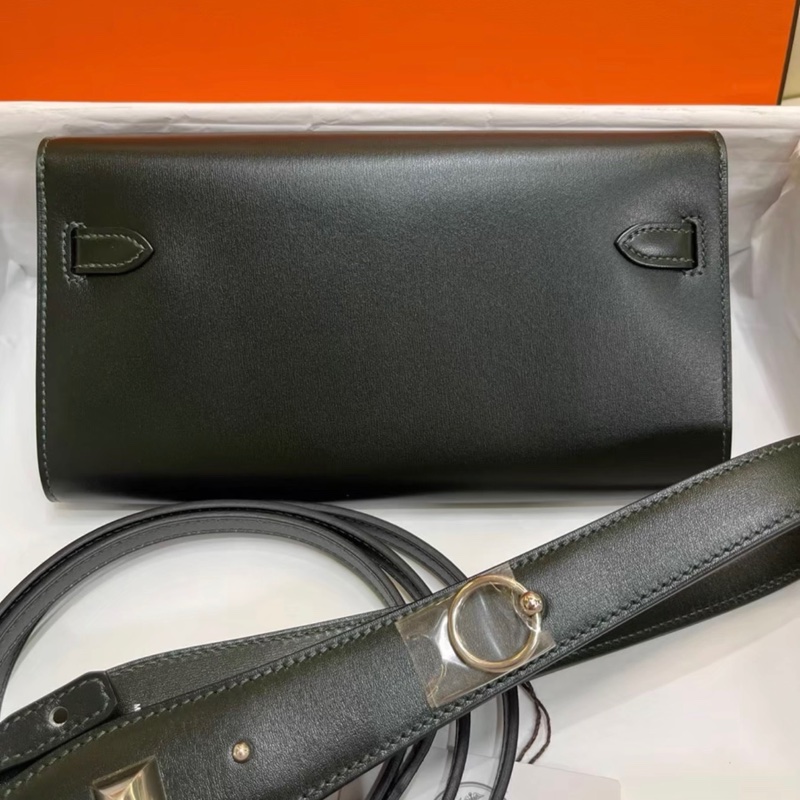 雙肩帶✨ hermes 愛馬仕 kelly togo 墨綠色 銀扣 box皮  W刻-1