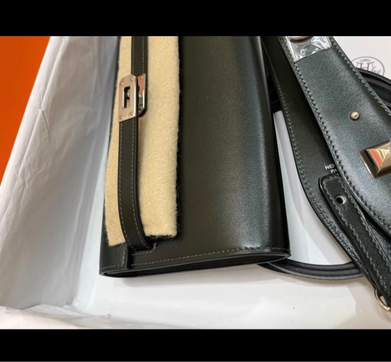 雙肩帶✨ hermes 愛馬仕 kelly togo 墨綠色 銀扣 box皮  W刻-2