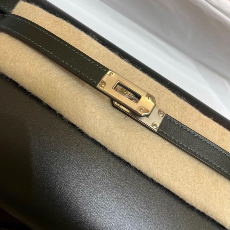 雙肩帶✨ hermes 愛馬仕 kelly togo 墨綠色 銀扣 box皮  W刻-4