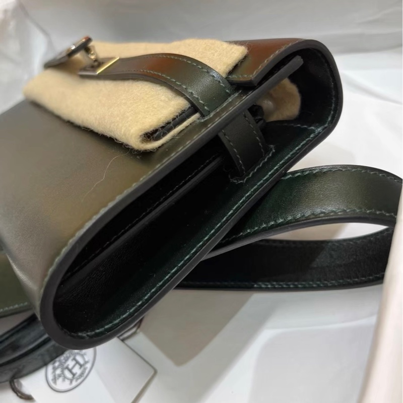 雙肩帶✨ hermes 愛馬仕 kelly togo 墨綠色 銀扣 box皮  W刻-5