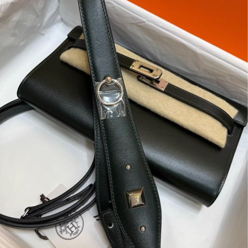 雙肩帶✨ hermes 愛馬仕 kelly togo 墨綠色 銀扣 box皮  W刻-6