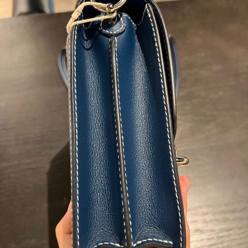 Hermes Roulis 23 藍色 豬鼻子 銀扣  很新 皮紋清晰邊邊角角也都很新-2