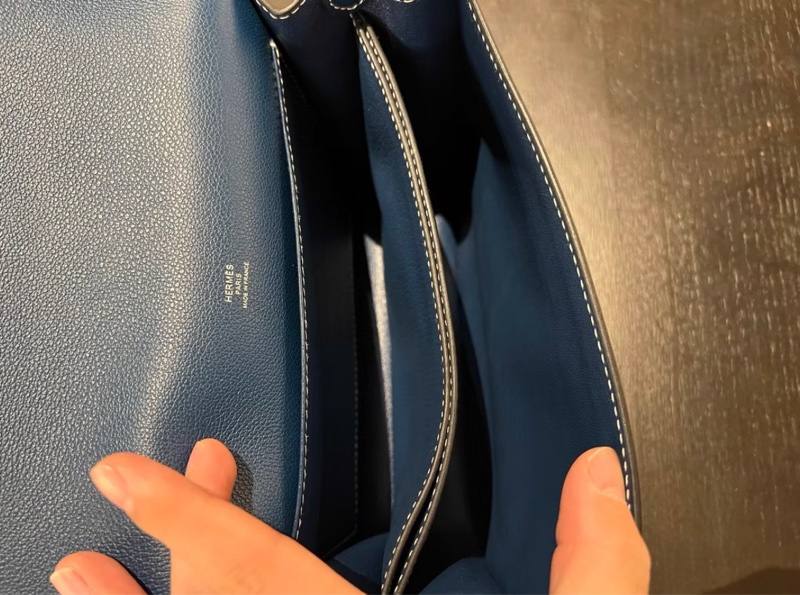 Hermes Roulis 23 藍色 豬鼻子 銀扣  很新 皮紋清晰邊邊角角也都很新-8