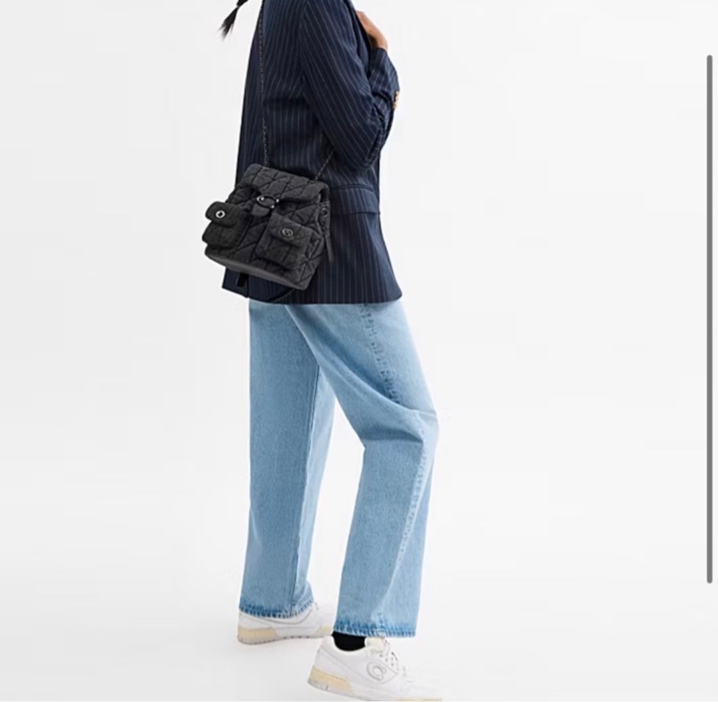 專櫃兩萬多還缺貨COACH 黑牛仔 黑釦 三用包 三背法TABBY 絎縫後背包 斜揹 肩背 後-0