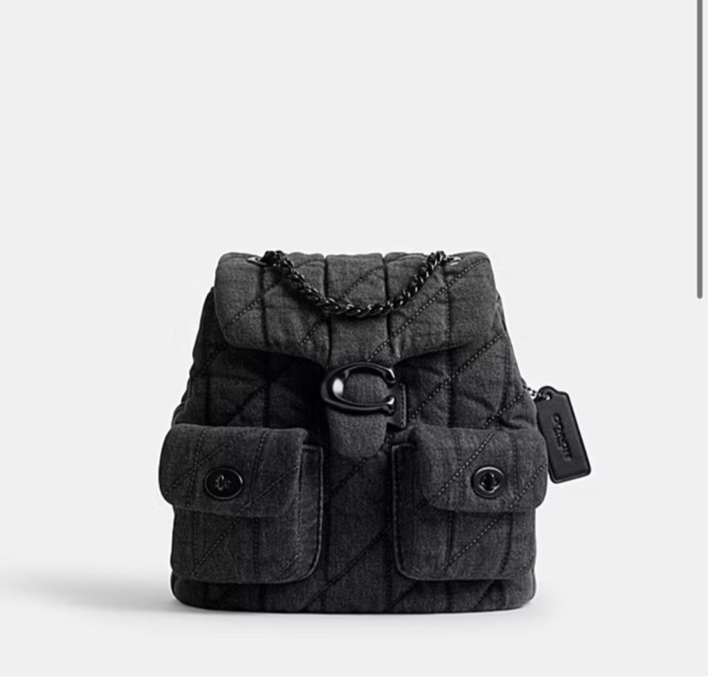 專櫃兩萬多還缺貨COACH 黑牛仔 黑釦 三用包 三背法TABBY 絎縫後背包 斜揹 肩背 後-2