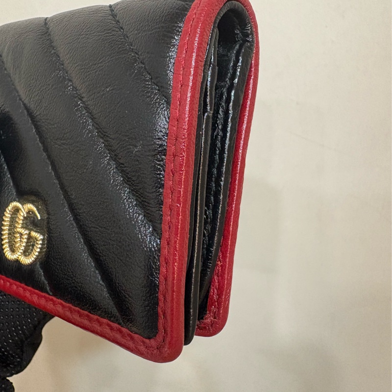 GUCCI 古馳 Marmont系列 皮革 拼色短夾-3