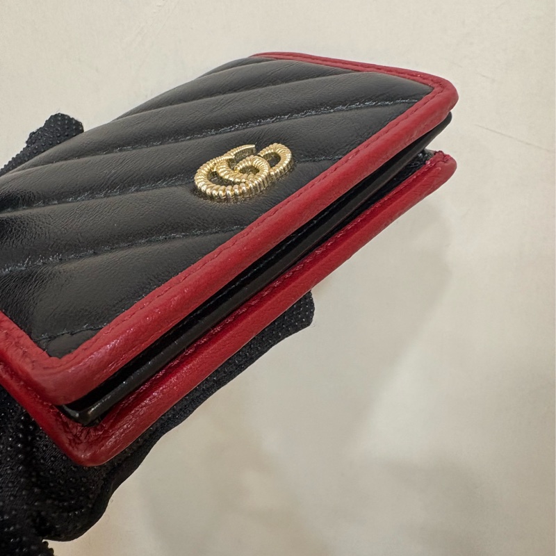 GUCCI 古馳 Marmont系列 皮革 拼色短夾-4