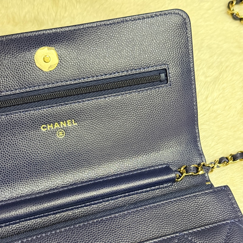 有點捨不得賣的香奈兒CHANEL W O C深藍牛皮 荔枝皮 荔紋 香奈兒 翻蓋斜背包-18