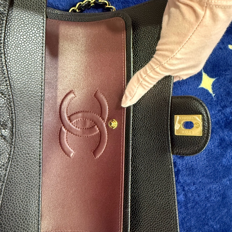 香奈兒CF25傳承包全配晶片款2024年12月購證 荔枝牛皮口蓋包-4