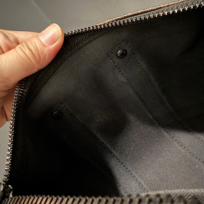 Louis Vuitton LV 經典老花拼綠色 Keepall25 斜背包-28