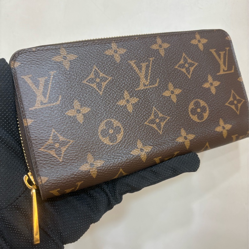 LV 老花經典拉鍊長夾 咖啡色內裡-0